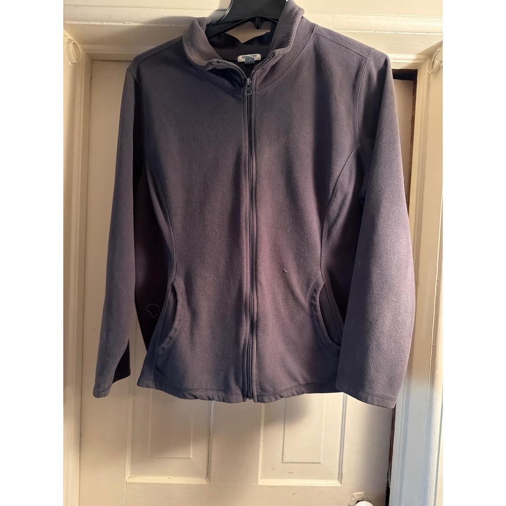 Old Navy Mens XXL Gray Full Zip Fleece Jacket Mock Neck Lightweight Charcoal